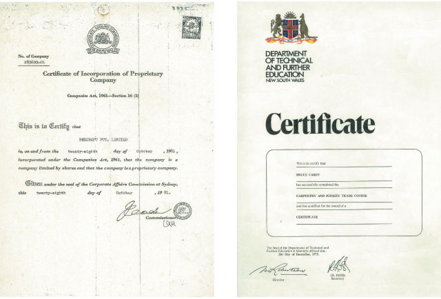 a few certificates from the files